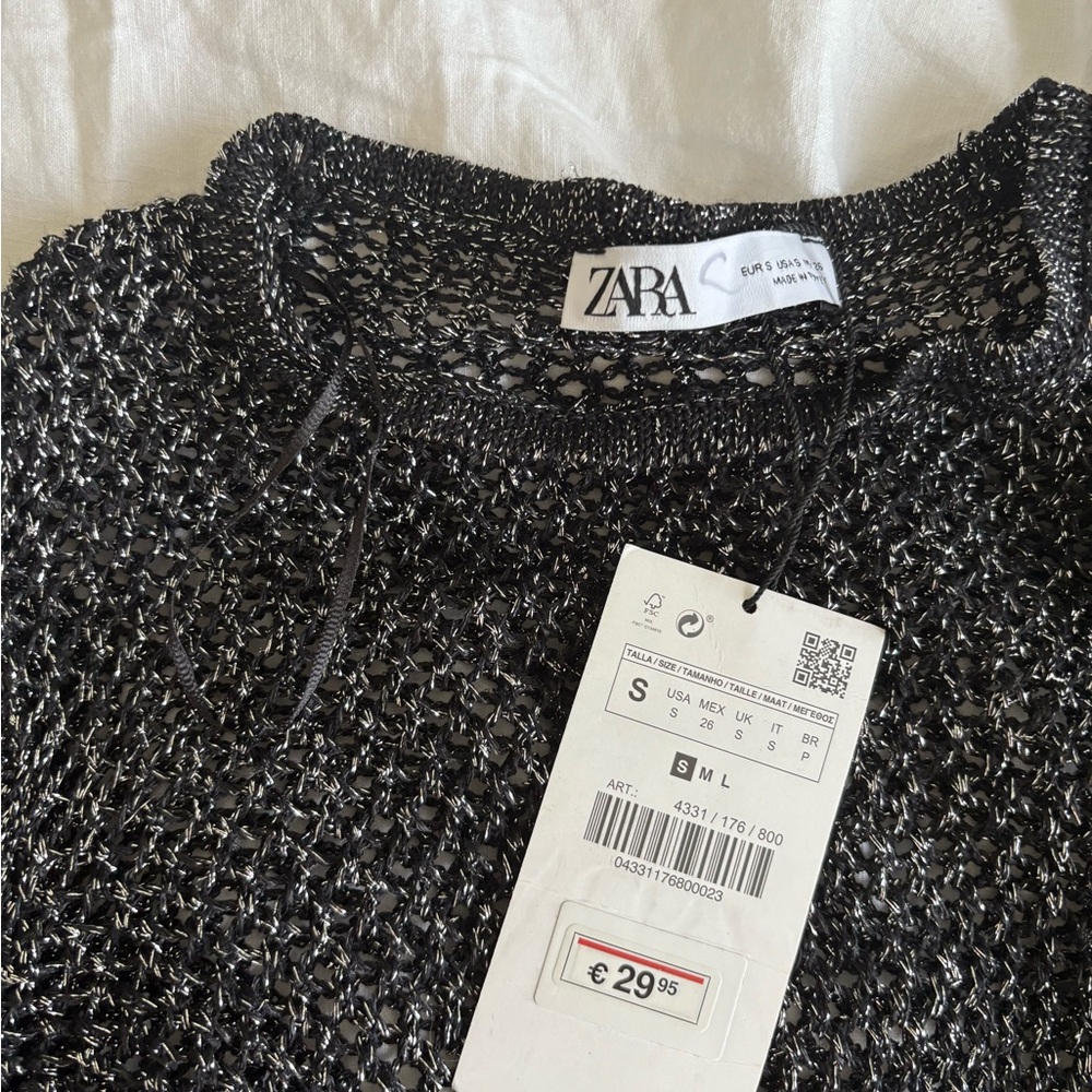 Zara Black Metallic Knit cover up
